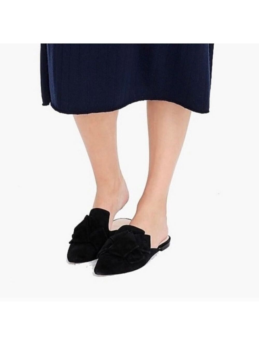 J. CREW | Marina Suede Bow Mules Size 7 Black